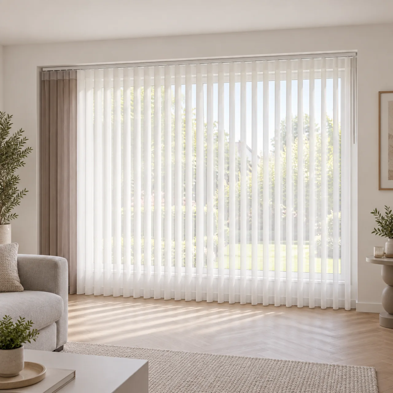 Studio-impressie 82: Licht gordijn in woonkamer met wandpanelen
