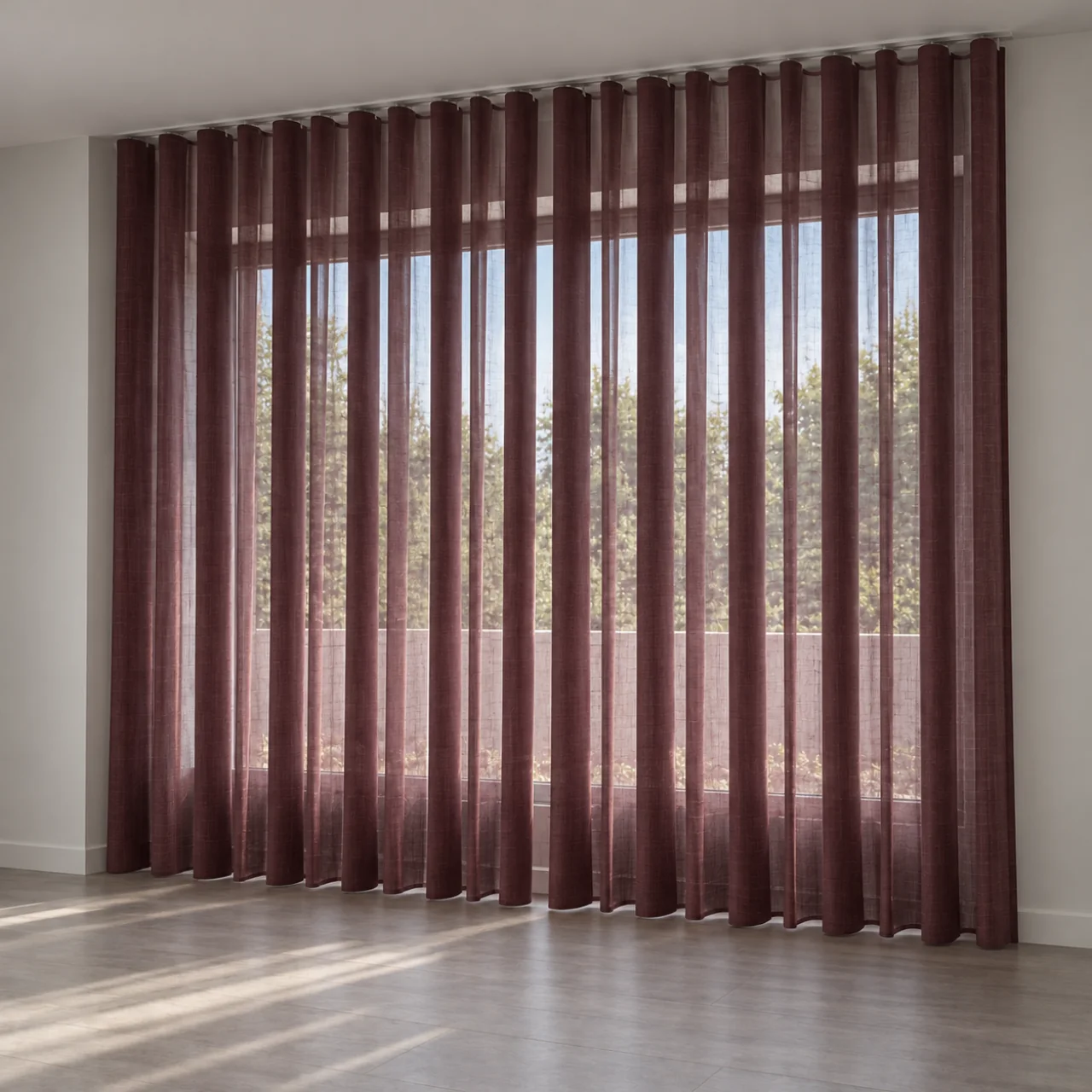 Studio-impressie: Donkerrood verticaal textiel