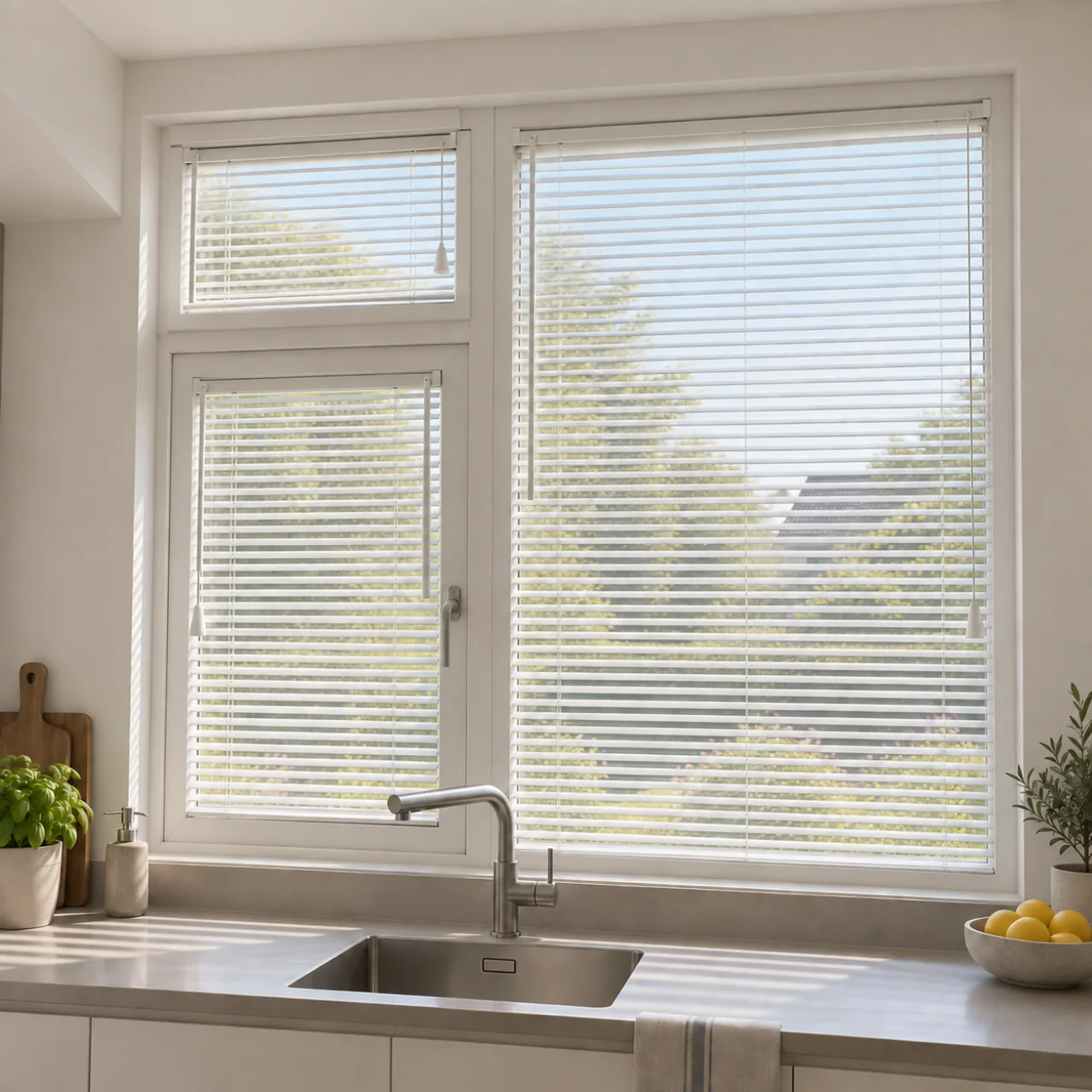 Studio-impressie 80: Lichte smalle jaloezie voor keukenramen
