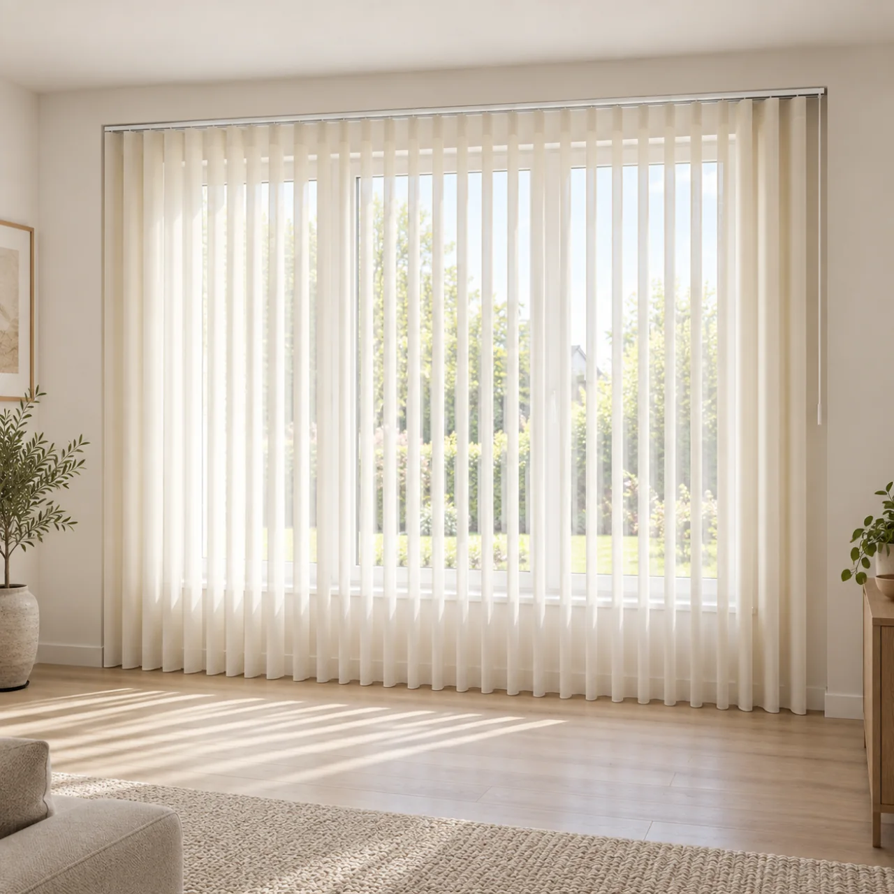 Studio-impressie 73: Licht verticaal textiel met transparante banen